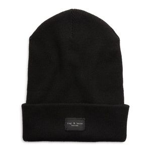 Rag & Bone Addison Black Wool Blend Knit
Logo Patch Beanie Hat